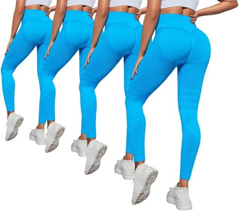 4 PCS Cellulite Leggings, High Waist 3D Anti Cellulite Leggings for Women, Slimming Workout Yoga Pants in Kuwait