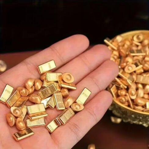 قوالب ذهبية صغيرة، مصممة على شكل سبائك ذهبية، للديكور، تتميز بتفاصيل سريالية، حديقة خرافية، مناظر طبيعية صغيرة، 200 قطعة in Kuwait