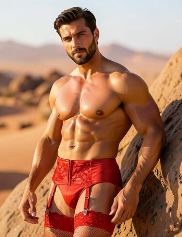 Ohyeah ملابس داخلية مثيرة للرجال حزام رباط للفخذ العالي أحزمة رباط من الجلد الصناعي مع 6 أشرطة قابلة للتعديل S-XL in Kuwait