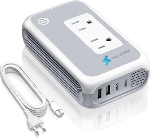 Voltage Converter US to Europe for Curling Iron and Hair Straighteners, 220V to 110V Converter for European Travel Plug Adapter with 2 USB A & 2 USB C Ports (White) in Saudi Arabia