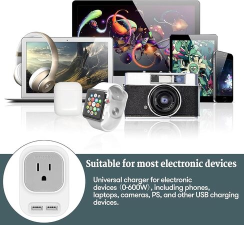 Voltage Converter US to Europe with 2 USB A & 2 USB C Ports Fast Charging, 220V to 110V Power Converter for European Travel International Universal Travel Adapter for Italy Spain Germany France in Saudi Arabia