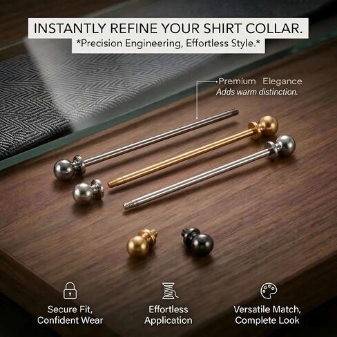Collar Pins for Men Collar Bar Tie Pins for Dress Shirts, 3 Pcs Brass, Enhances Tie & Collar Shape for Wedding Business & Formal (Gold Silver Black) in Saudi Arabia