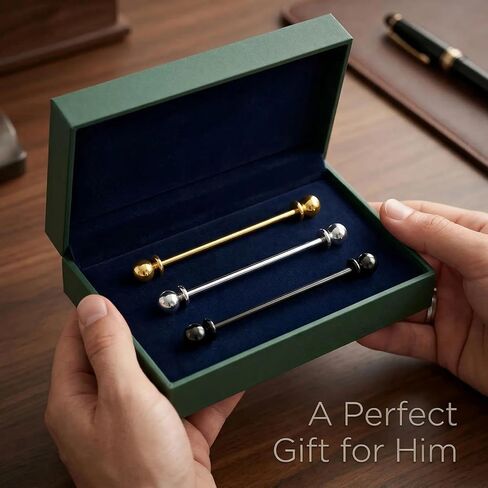 Collar Pins for Men Collar Bar Tie Pins for Dress Shirts, 3 Pcs Brass, Enhances Tie & Collar Shape for Wedding Business & Formal (Gold Silver Black) in Saudi Arabia