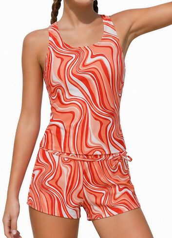 Girls Swimsuits 2 Piece Kids Rash Guard Tankini Swimwear and Short Set Quick Drying Bathing Suit for 5-14Y in Kuwait