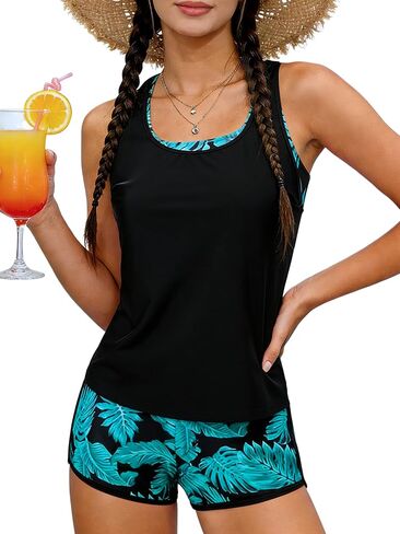 KIDLAGA Girls Swimsuits 3 Piece Tankini Swimwear with Shorts Sports Bra and Boyshorts Bikini Bathing Suit 11-15Y in Saudi Arabia