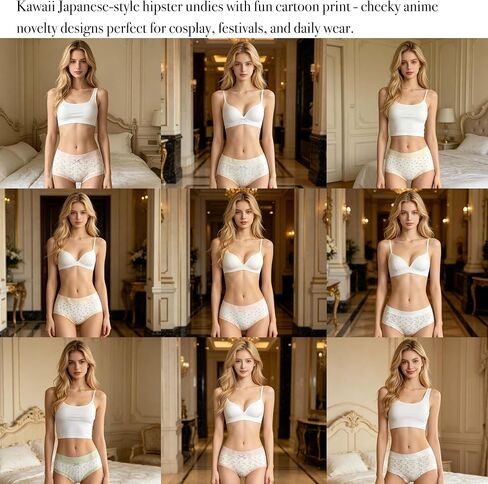 Cute Flowers Floral Cotton Womens Underwear for Women 6 Packs Panties Kawaii Bow Japanese-Style in Kuwait