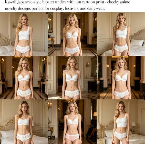 Cute Lace Cotton Womens Underwear for Women 5 Packs Panties Kawaii Flowers Floral Japanese-Style in Kuwait