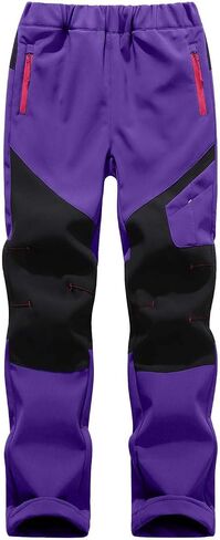 Kids Snow Pants Fleece Lined Insulated Waterproof Winter Warm Ski Pant Outdoor Hiking Snowboard Snowpants Snowsuit in Kuwait