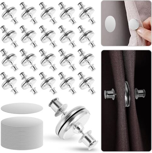 10 Pairs Curtain Magnets Closure Clips, Double Sided Magnetic Suction Curtain for Home, Bedroom, Bathroom, Office Draperies (with 10 Pairs Self-Adhesive Patch) in Kuwait