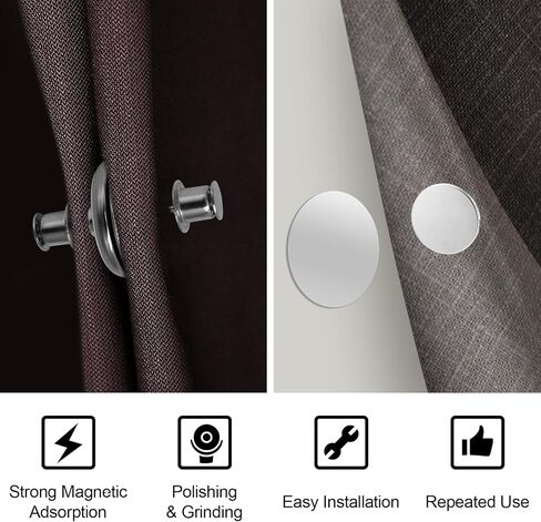 10 Pairs Curtain Magnets Closure Clips, Double Sided Magnetic Suction Curtain for Home, Bedroom, Bathroom, Office Draperies (with 10 Pairs Self-Adhesive Patch) in Kuwait