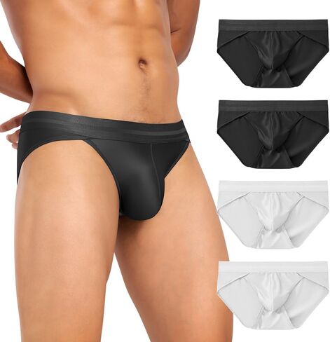 Hgn Men's Ice Silk Underwear Briefs - Moisture-Wicking Breathable Mesh Underwear, 4-Pack Cool Comfort Anti-Chafe Briefs in Saudi Arabia