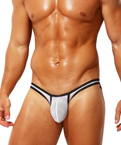 Men's Sexy Ice Silk See Through Bikini Briefs Low Rise Ultra Thin Sheer Stretch Bulge Pouch Underwear in Saudi Arabia