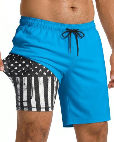 9 Inch Men Swim Trunks with USA Compression Breathable Liner Quick Dry Zipper Pockets for Beach Pool Cruise Travel in Saudi Arabia