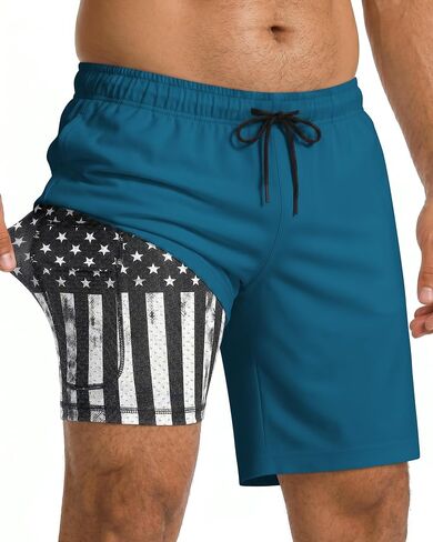9 Inch Men Swim Trunks with USA Compression Breathable Liner Quick Dry Zipper Pockets for Beach Pool Cruise Travel in Saudi Arabia