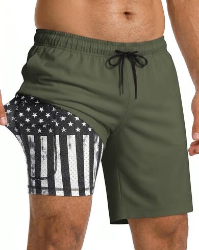 9 Inch Men Swim Trunks with USA Compression Breathable Liner Quick Dry Zipper Pockets for Beach Pool Cruise Travel in Saudi Arabia