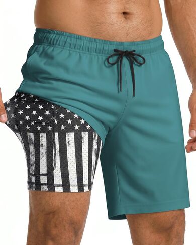 9 Inch Men Swim Trunks with USA Compression Breathable Liner Quick Dry Zipper Pockets for Beach Pool Cruise Travel in Saudi Arabia