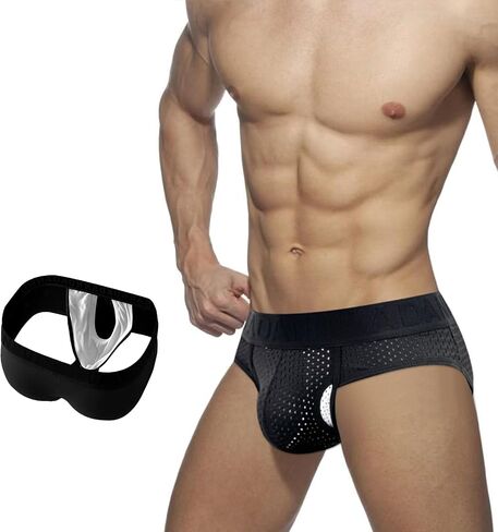 Meshal Men's Separate Pouch Athletic Underwear Breathable Mesh Briefs 3D Ball Pouch Support Wide Waistband in Saudi Arabia