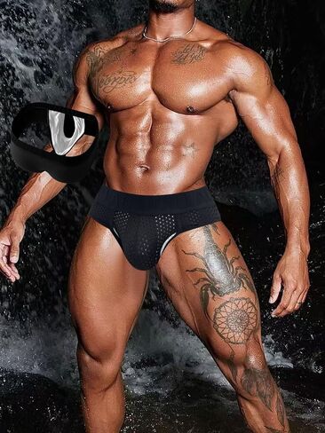 Meshal Men's Separate Pouch Athletic Underwear Breathable Mesh Briefs 3D Ball Pouch Support Wide Waistband in Saudi Arabia
