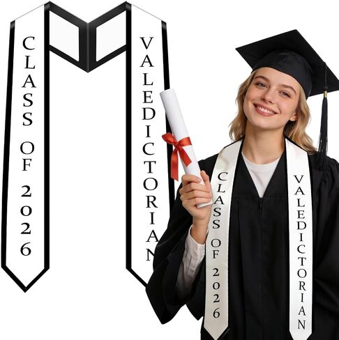 Valedictorian Graduation Stole 74 Inch, Honor Sash for Class of 2026 Graduation Ceremony in Saudi Arabia