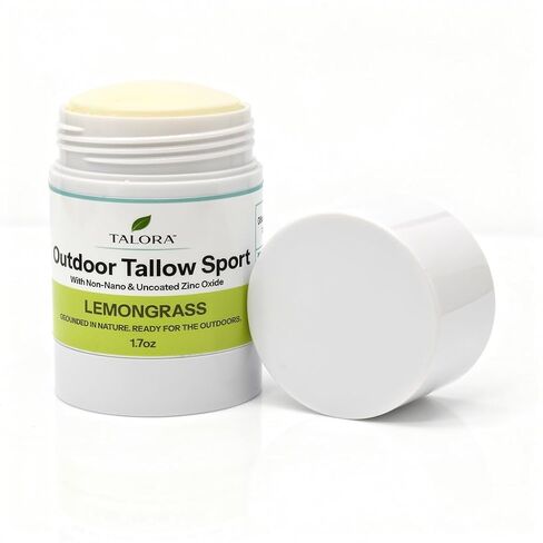 Outdoor Tallow Sport Roll-On with Non-Nano Zinc Oxide | 100% Grass Fed & Finished Beef Suet Tallow, Organic Jojoba Oil & Lemongrass Essential Oil | Outdoor Skin Balm (1.7oz) in Kuwait