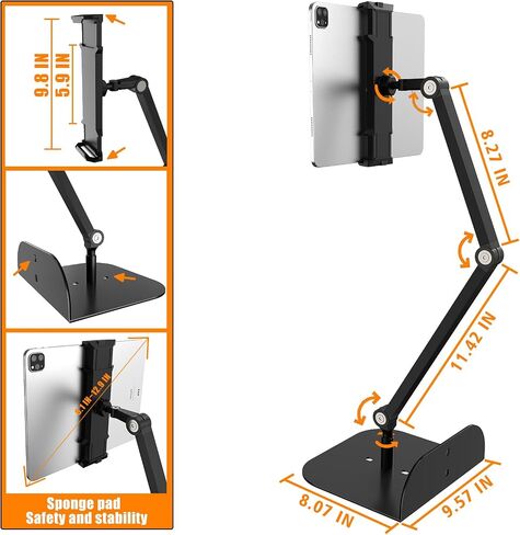Phone and Tablet Stand for Home Office Desk、Bed、Sofa。Double Weight Base, Can Be Vertical, Hidden Clip.Adjustable Height, Angle, Suitable for Amazon Kindle Fire or 6-11 inch Device Accessories in Kuwait