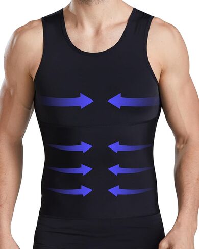 Slimming Compression Shirt Men Sleeveless Tummy Control Gynecomastia Vest Workout Tank Top Body Shaper Undershirt in Kuwait