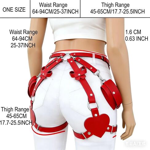 Red Punk Faux Leather Decorative Straps Set, Women's Rave Waist Chain Belt, Gothic Festival Accessory for Women, Cosplay Club Party Halloween in Saudi Arabia