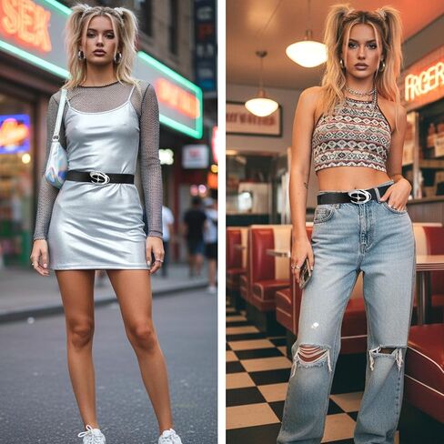 Y2K Belt for Men & Women - Goth Punk Rock Chain Belt with Metal Buckle, Edgy Retro Streetwear Waist Accessory, Alternative Aesthetic Belts for Jeans, Pants, Dresses in Saudi Arabia