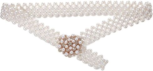 Pearl Belts for Women, Wide Fancy Crystal Pearl Belt for Wedding Dress Prom, Beaded Wedding Belt for Dress, Women Sparkly Bridesmaid Sash Belts Elegant Bride Accessory for Special Occasions in Kuwait