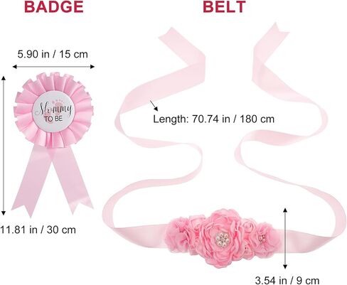 Toddmomy Maternity Sash Belt and Mommy Daddy to Be Pins Set, Pink Floral Belly Band for Baby Shower Gender Reveal Party Decorations, Keepsake Photo Shoot Props Accessories, Chiffon in Kuwait