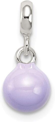 Charm Pendant White Sterling Silver Beads 17 mm 8 Lilac Enamel Bead Enhancer in Kuwait