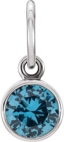 The Black Bow Sterling Silver 4mm Imitation Blue Zircon Charm or Pendant Enhancer in Kuwait