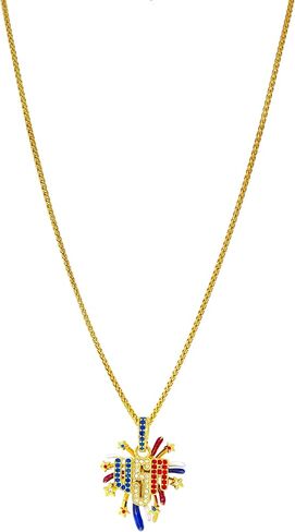Ritzy Couture Elegant American USA US Flag Enhancer Charm | 4th of July Patriotic American Flag Pendant Chain Necklace | 18K Gold Plated in Saudi Arabia