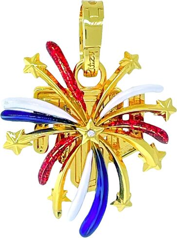 Ritzy Couture Elegant American USA US Flag Enhancer Charm | 4th of July Patriotic American Flag Pendant Chain Necklace | 18K Gold Plated in Saudi Arabia