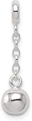 Charm Pendant White Sterling Silver 23 mm 6 Polished Bead 1 2In Dangle Enhancer in Kuwait