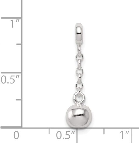 Charm Pendant White Sterling Silver 23 mm 6 Polished Bead 1 2In Dangle Enhancer in Kuwait