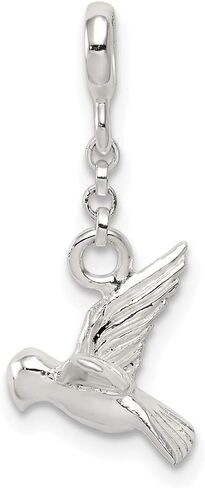 Charm Pendant White Sterling Silver 26 mm 11 Bird 1 2In Dangle Enhancer in Kuwait