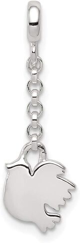 Charm Pendant White Sterling Silver 25 mm 8 Polished Bird 1 2In Dangle Enhancer in Kuwait
