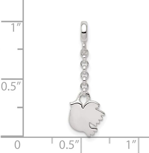 Charm Pendant White Sterling Silver 25 mm 8 Polished Bird 1 2In Dangle Enhancer in Kuwait