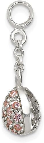 Diamond2Deal قلادة من الفضة الإسترليني مكعبة الزركونيوم الوردي على شكل قلب منتفخ 1/2 بوصة (طول - 25 مم عرض - 9 مم) in Kuwait