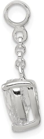 Diamond2Deal 925 Sterling Silver Clear Cubic Zirconia Heart 1/2" Dangle Enhancer Pendant (L- 24 mm W- 9 mm) in Kuwait