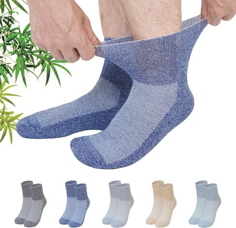 CaiDieNu Diabetic Socks for Men: Non Binding Bamboo Viscose Wide Ankle Neuropathy Socks for Elderly Edema Seamless 5 Pairs in Saudi Arabia