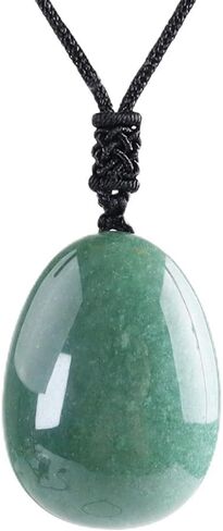 iSTONE Unisex Genuine Round Beads Gemstone Pendant Necklace Black Rope Chain 24 inch for Men Women in Kuwait