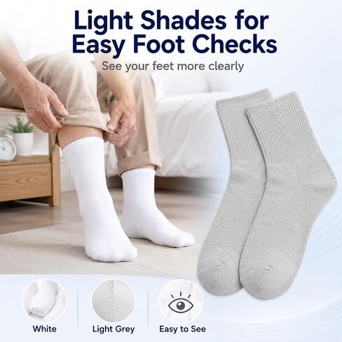 5 Pairs Diabetic Socks for Men Women Natural Ramie Cotton Blend Ankle Socks Non Binding Loose Fit Socks for Swollen Feet, Thin Breathable Neuropathy Socks With Seamless Toe in Saudi Arabia