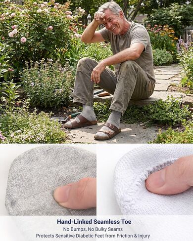5 Pairs Diabetic Socks for Men Women Natural Ramie Cotton Blend Ankle Socks Non Binding Loose Fit Socks for Swollen Feet, Thin Breathable Neuropathy Socks With Seamless Toe in Saudi Arabia