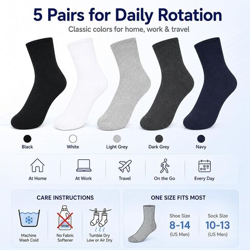 5 Pairs Diabetic Socks for Men Women Natural Ramie Cotton Blend Ankle Socks Non Binding Loose Fit Socks for Swollen Feet, Thin Breathable Neuropathy Socks With Seamless Toe in Saudi Arabia