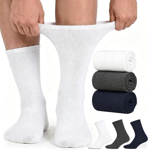 5 Pairs Diabetic Socks for Men Women Natural Ramie Cotton Blend Ankle Socks Non Binding Loose Fit Socks for Swollen Feet, Thin Breathable Neuropathy Socks With Seamless Toe in Saudi Arabia