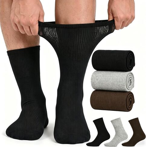 5 Pairs Diabetic Socks for Men Women Natural Ramie Cotton Blend Ankle Socks Non Binding Loose Fit Socks for Swollen Feet, Thin Breathable Neuropathy Socks With Seamless Toe in Saudi Arabia