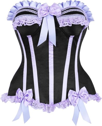 Daisy Corsets Striped Corset Tops for Women. Lingerie, Costume, Burlesque, and Plus Size Boned Cincher - Zip and Lacing in Kuwait