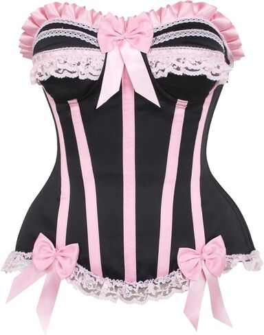 Daisy Corsets Striped Corset Tops for Women. Lingerie, Costume, Burlesque, and Plus Size Boned Cincher - Zip and Lacing in Kuwait